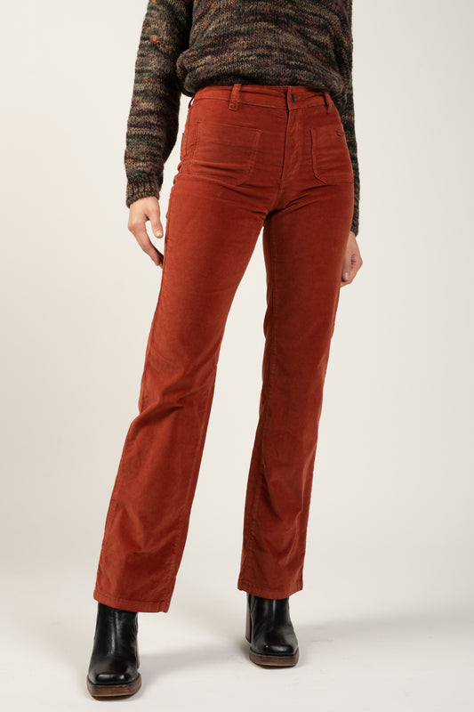 PANTALON FLARE VELOURS ANOUCK BRIQUE