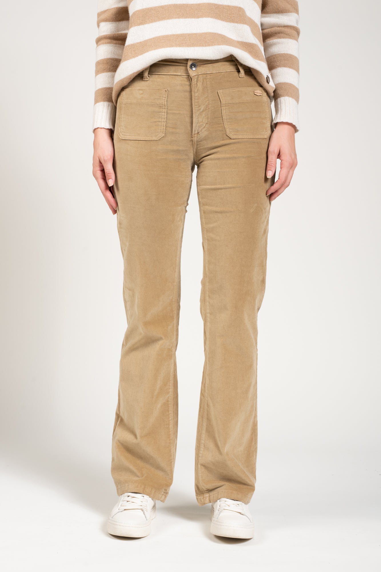 PANTALON FLARE VELOURS ANOUCK CAMEL