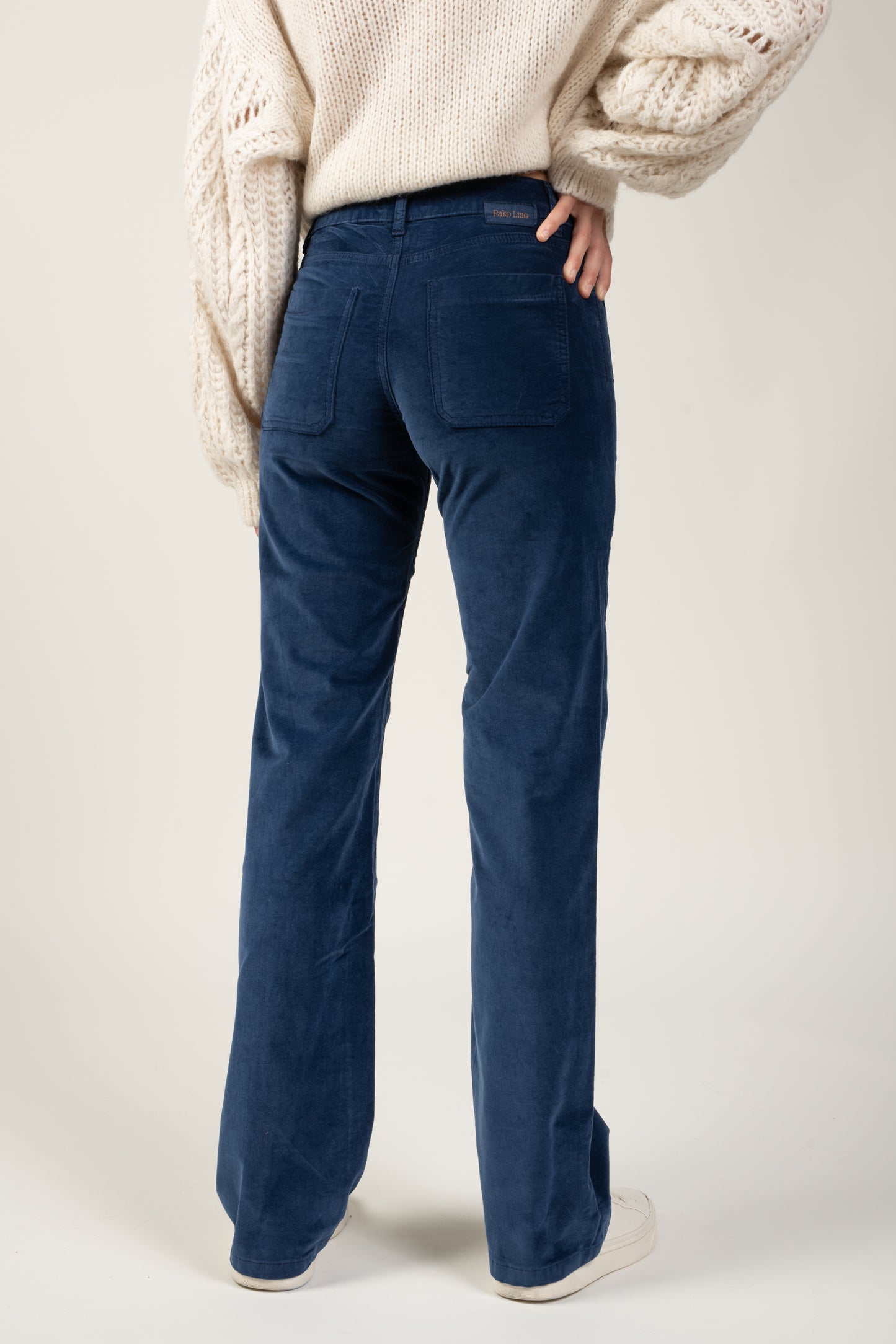 PANTALON FLARE VELOURS ANOUCK MARINE