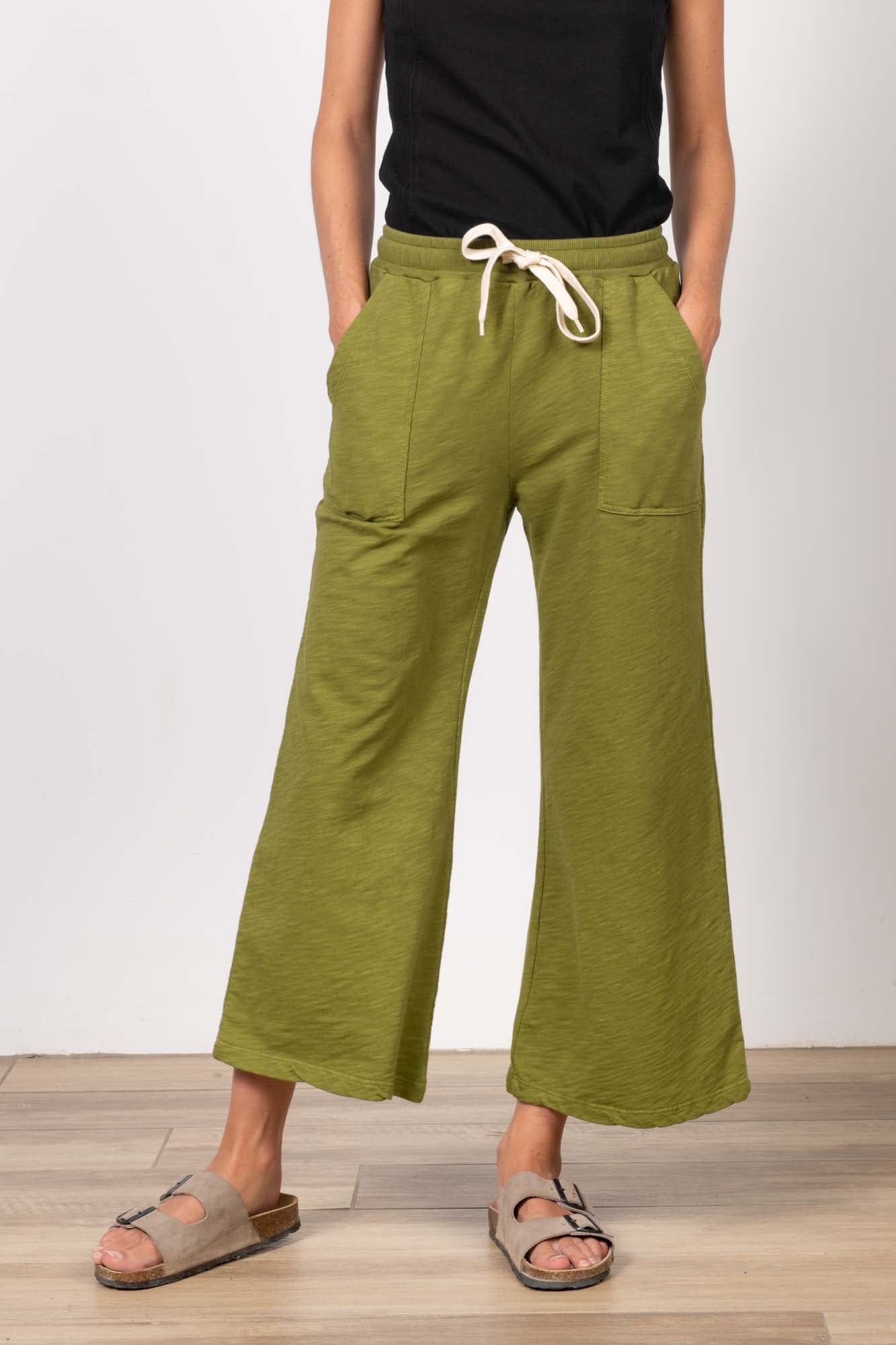 PANTALON ÉVASÉ BAPTISTE COTON ORGANIQUE GOLD OLIVE