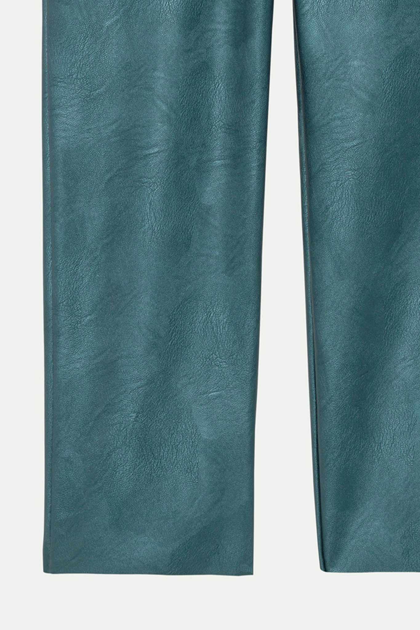 PANTALON 7/8ÈME SIMILI CUIR YVANA PETROLE