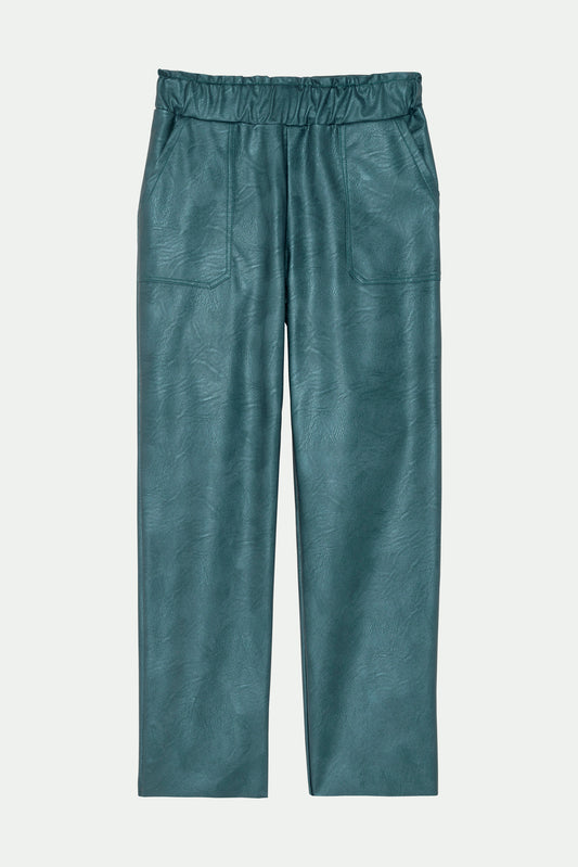 PANTALON 7/8ÈME SIMILI CUIR YVANA PETROLE