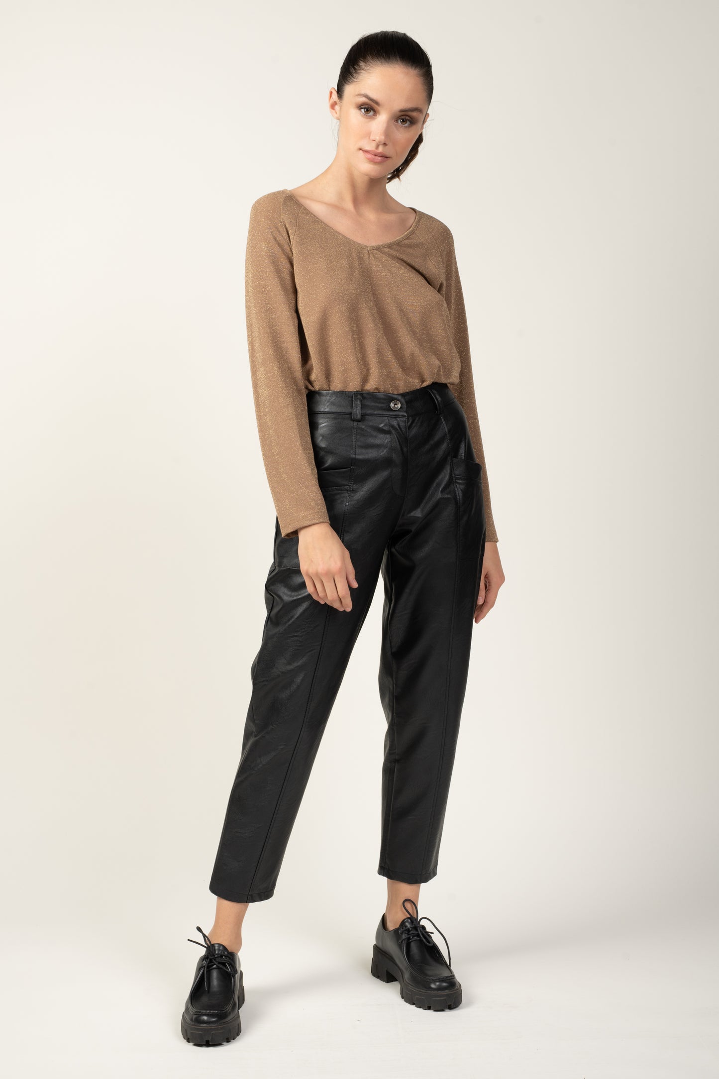 PANTALON SIMILI CUIR LYAM NOIR