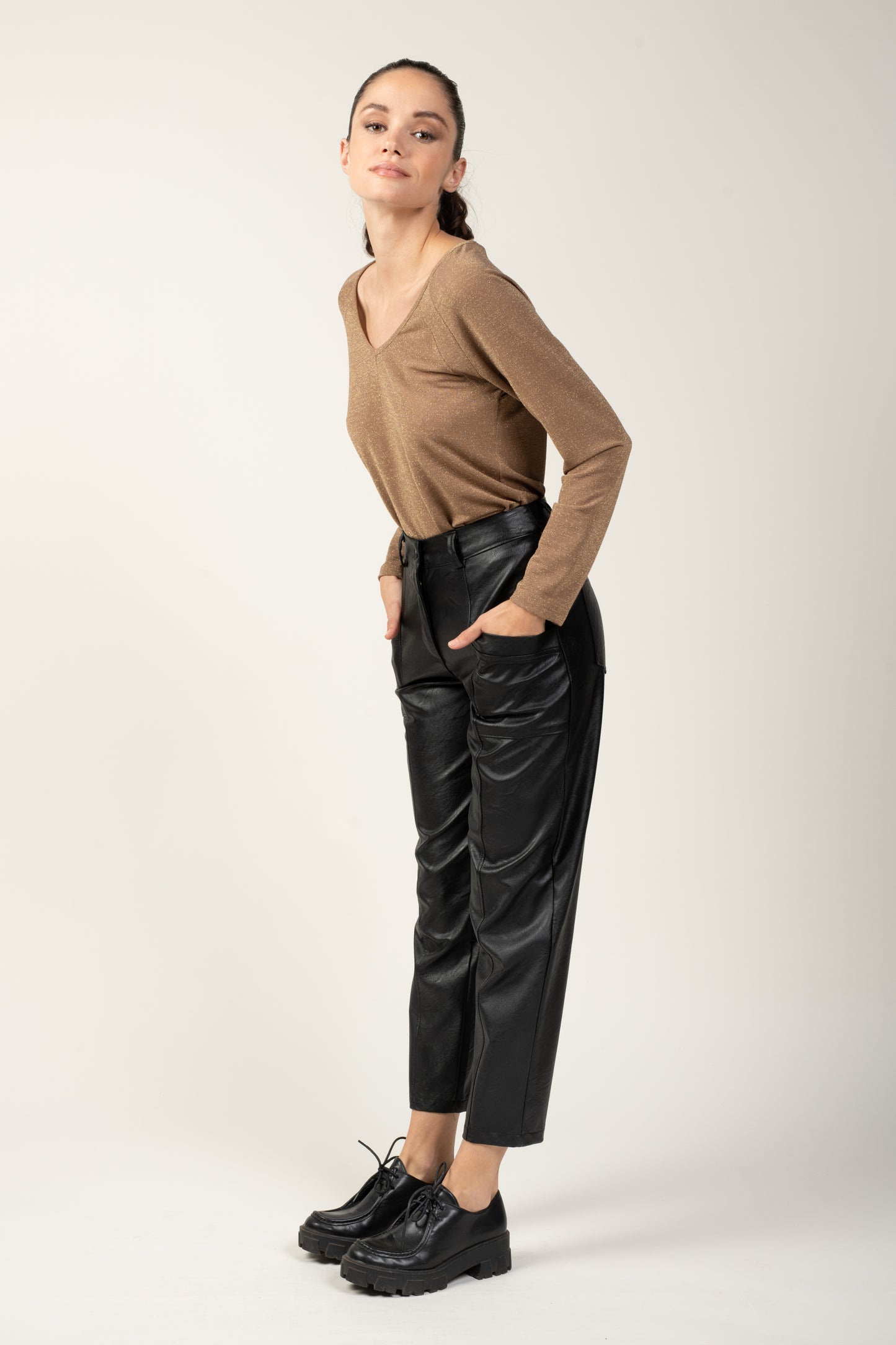 PANTALON SIMILI CUIR LYAM NOIR