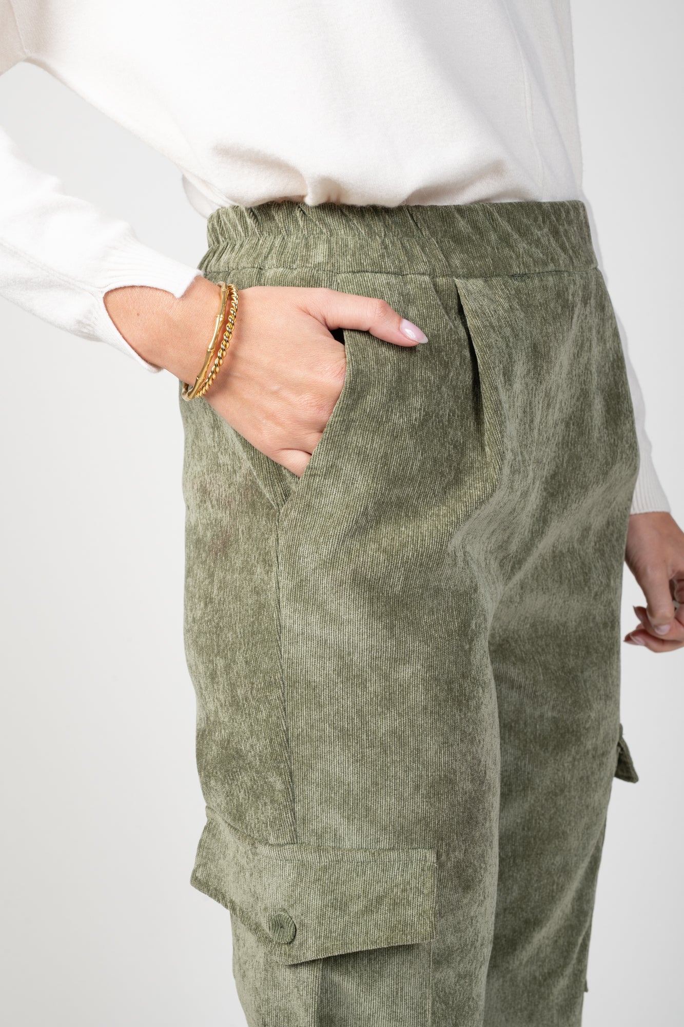 PANTALON CARGO VELOURS EDGAR KAKI