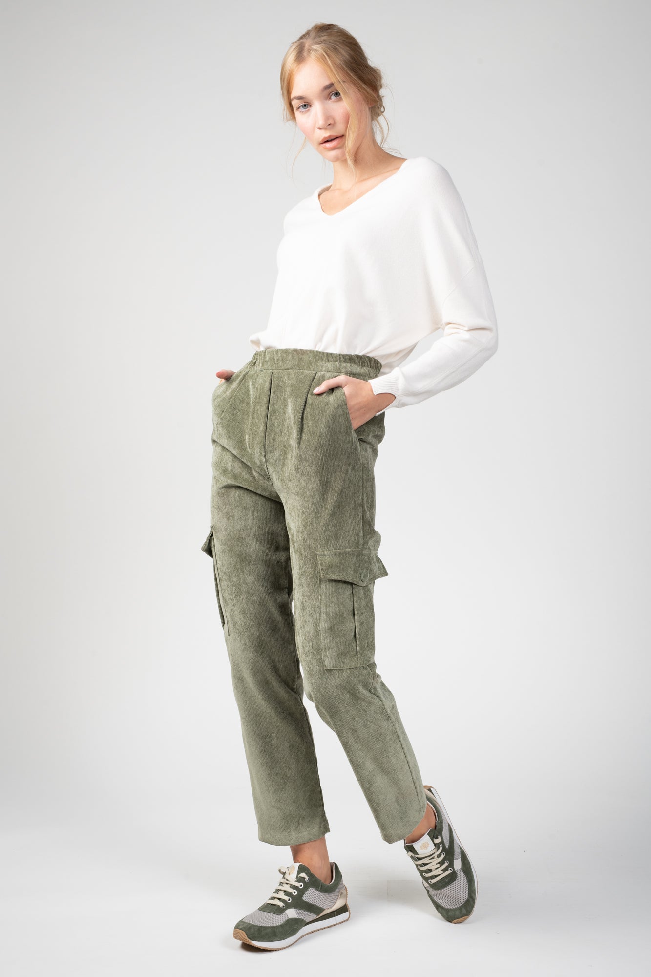 PANTALON CARGO VELOURS EDGAR KAKI