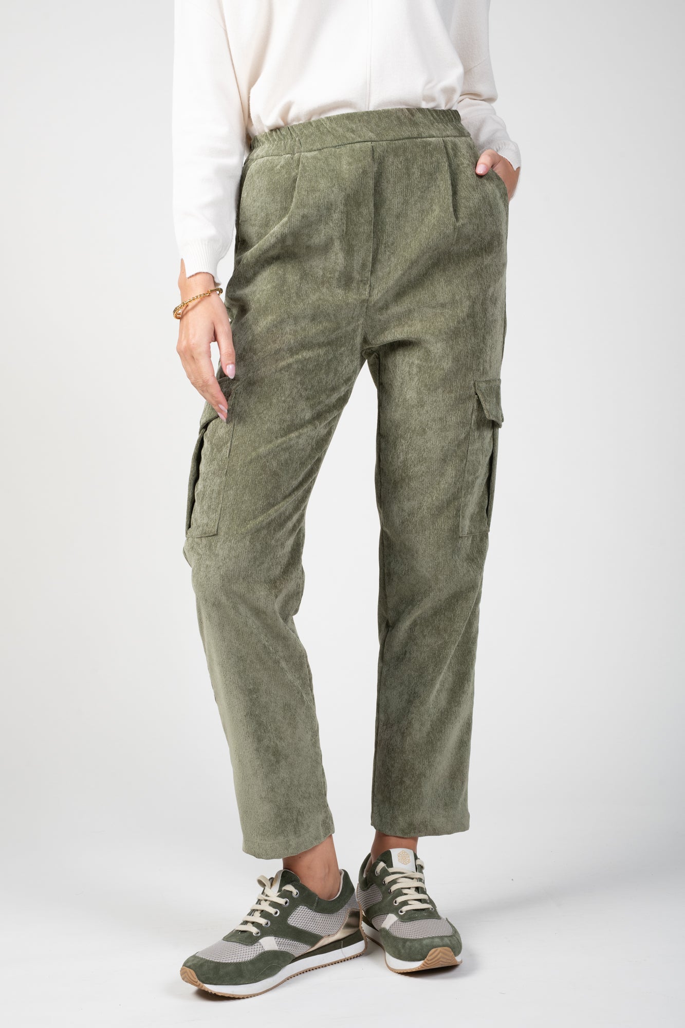 PANTALON CARGO VELOURS EDGAR KAKI