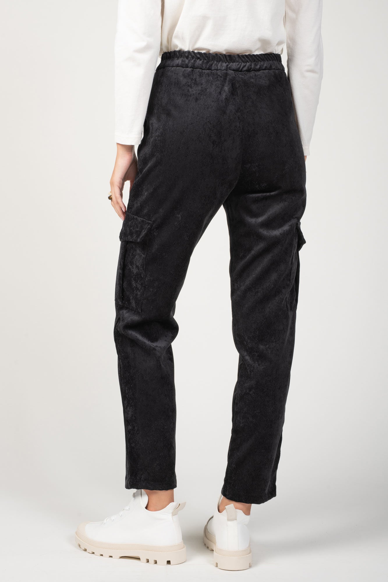 PANTALON CARGO VELOURS EDGAR NOIR