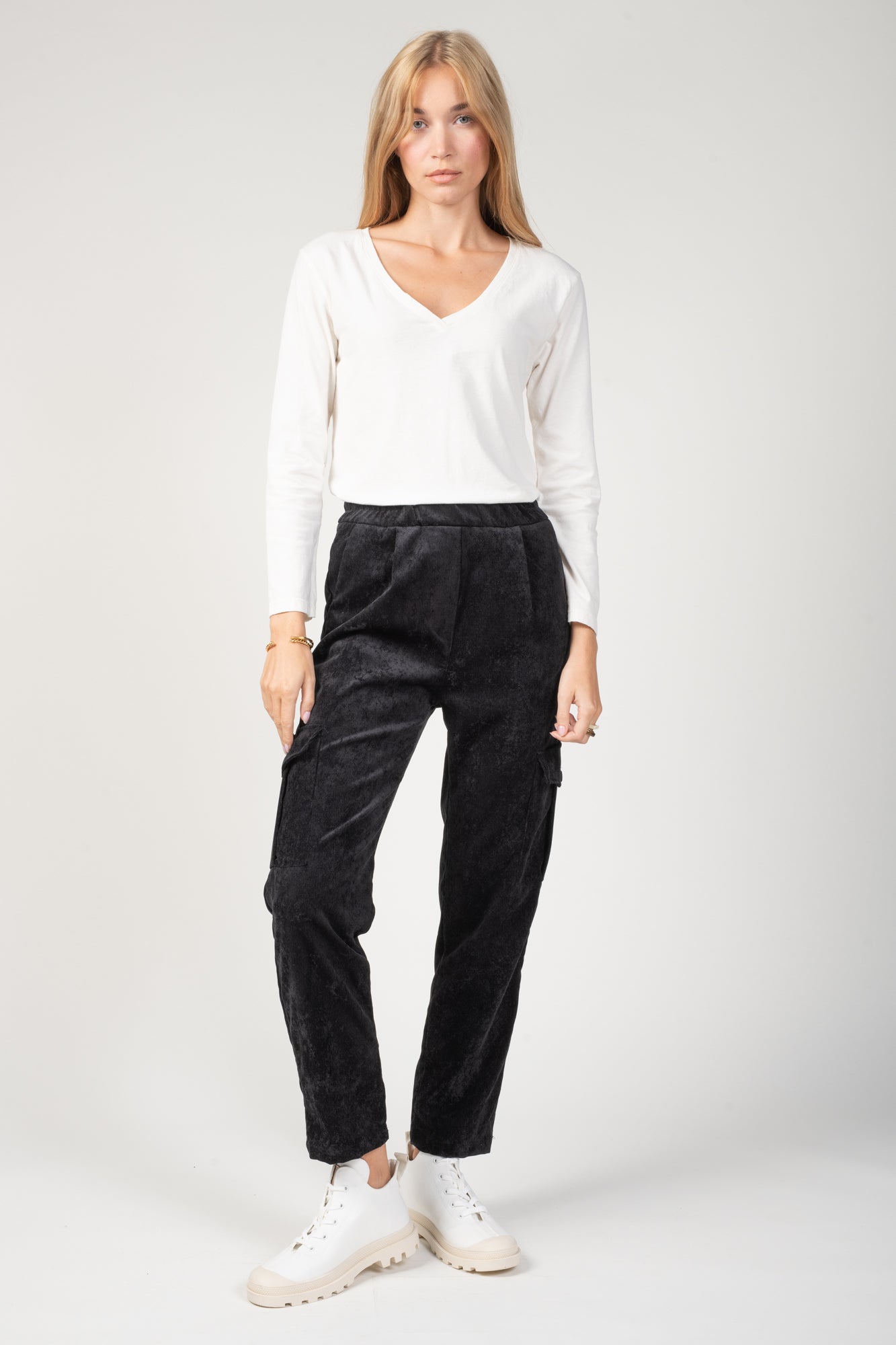 PANTALON CARGO VELOURS EDGAR NOIR