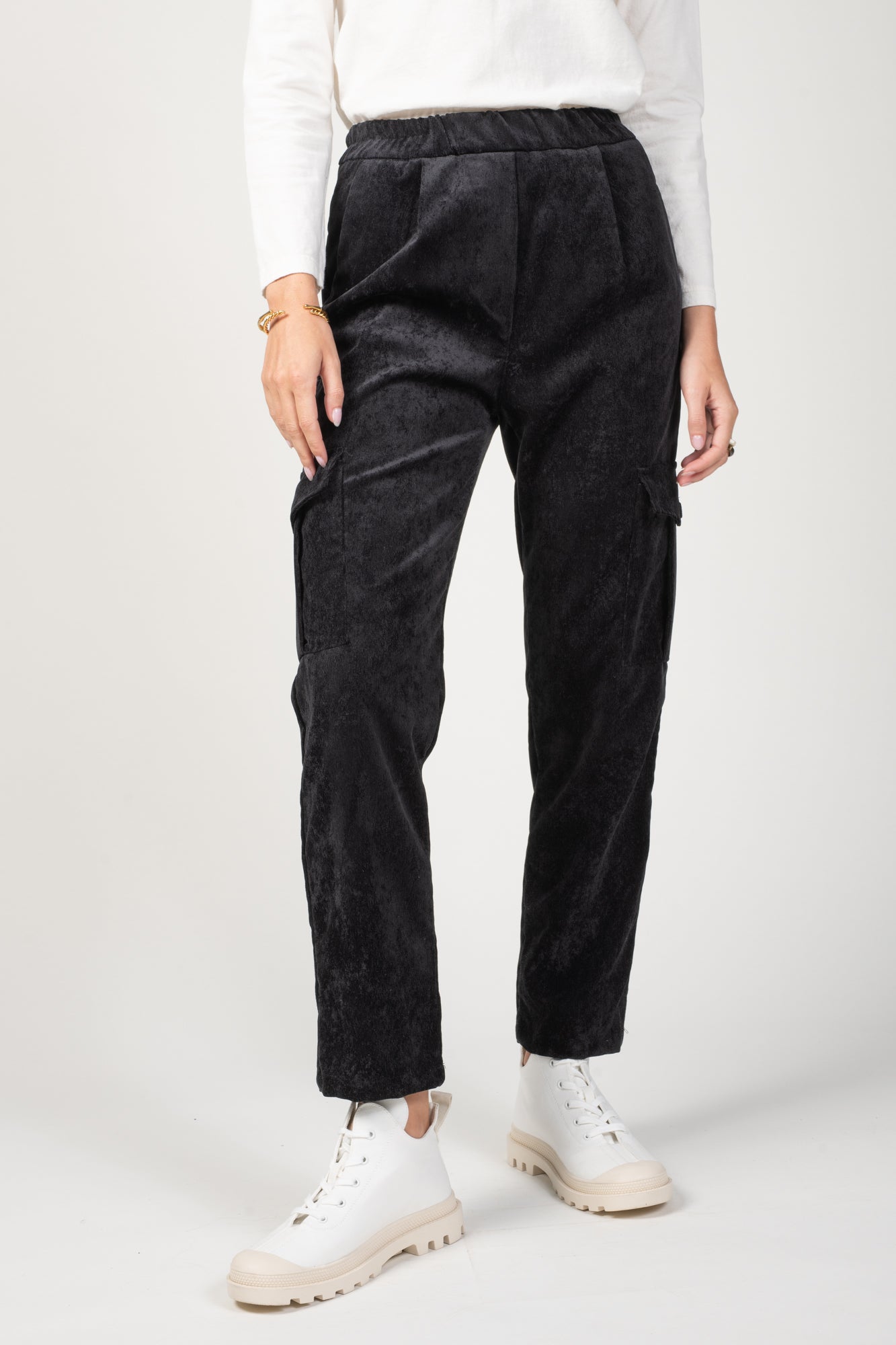 PANTALON CARGO VELOURS EDGAR NOIR