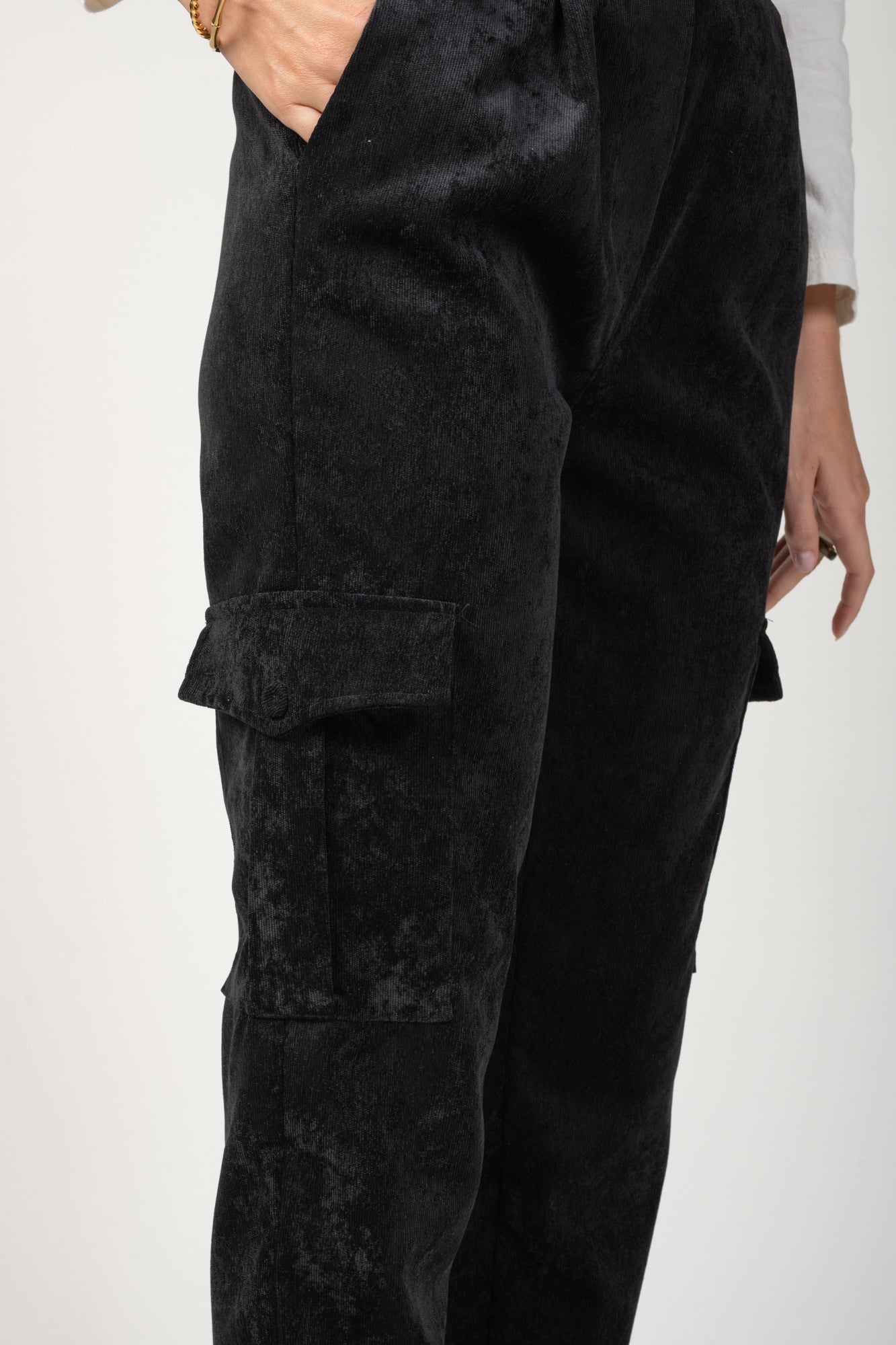 PANTALON CARGO VELOURS EDGAR NOIR