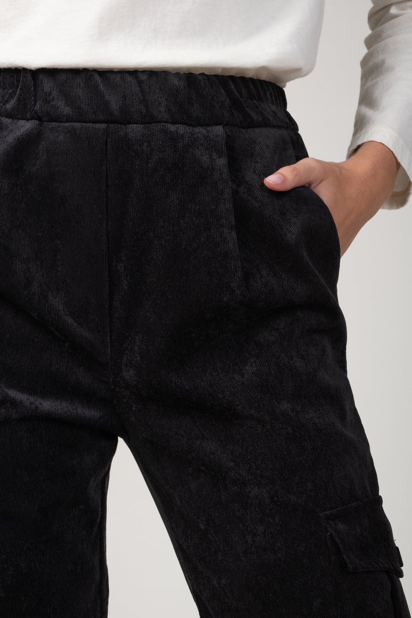 PANTALON CARGO VELOURS EDGAR NOIR