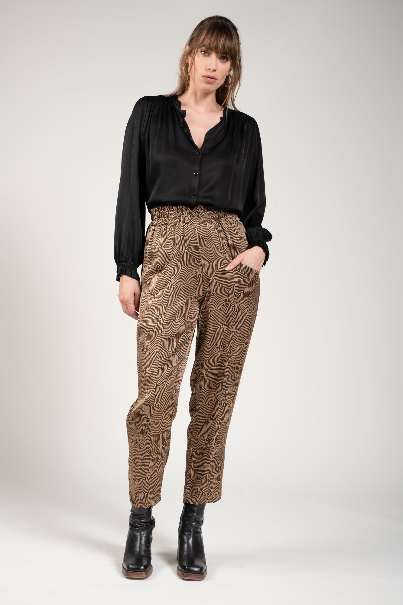 PANTALON IMPRIMÉ VICTORIA CAMEL