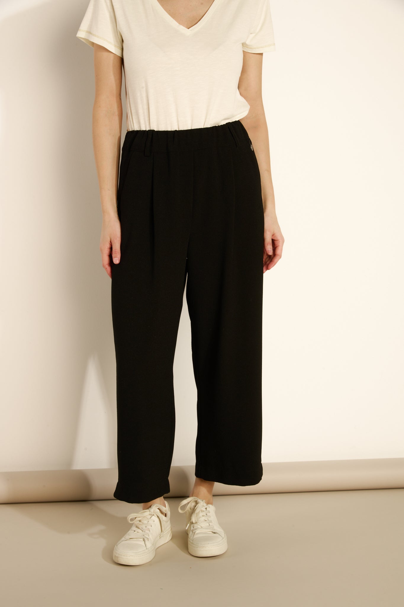 ANTOINE BLACK 7/8TH FLARED TROUSERS
