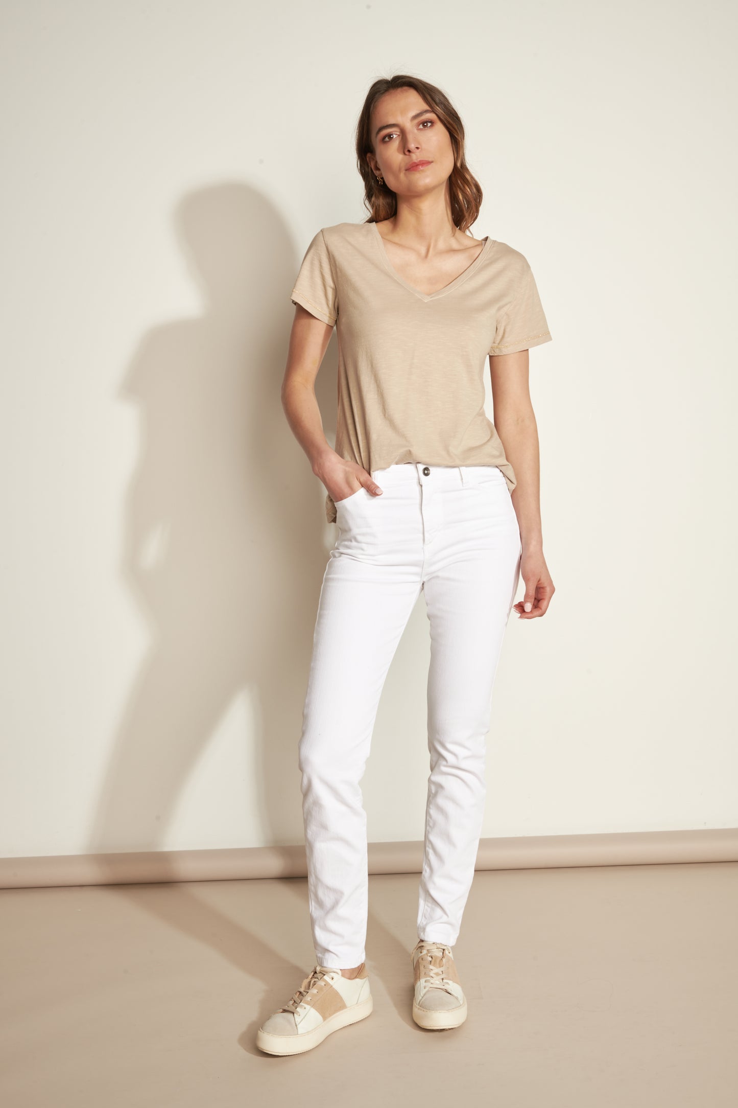 ANDREAS WHITE 5-POCKET TROUSERS