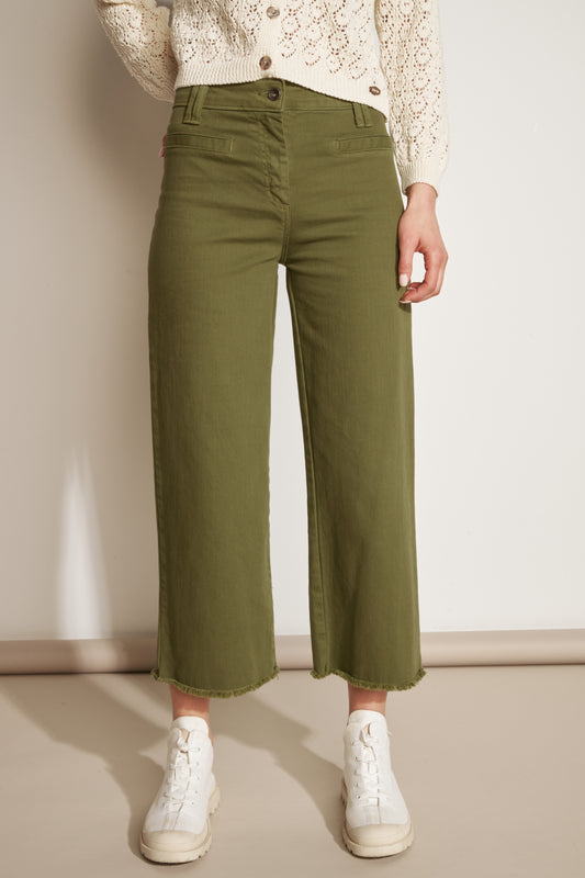 ARIETTE KHAKI 7/8 FLARED TROUSERS