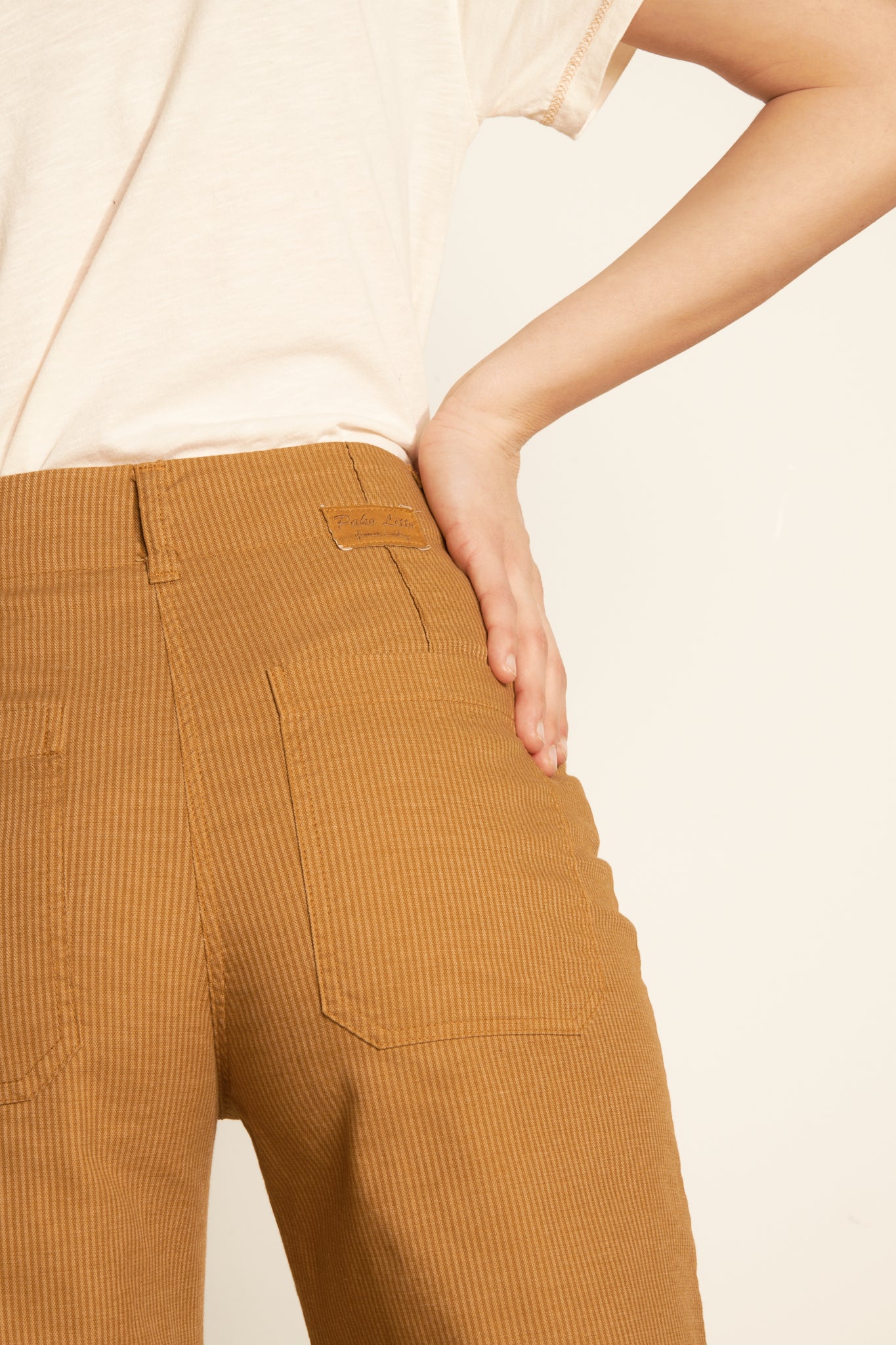 PANTALON ACHILLE À RAYURES AMBRE