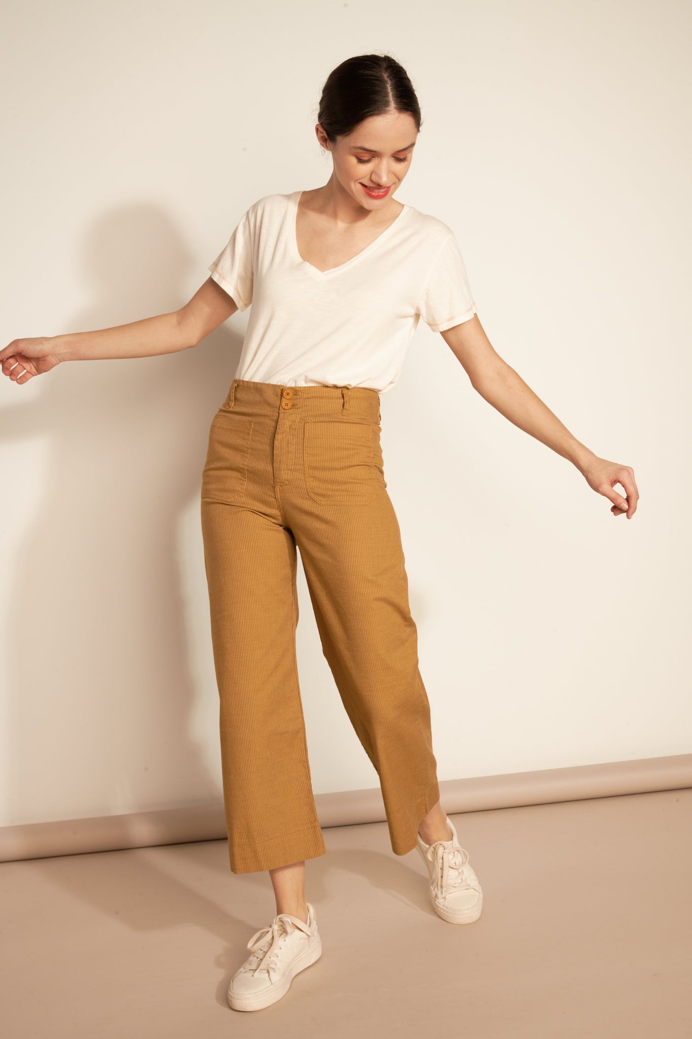 PANTALON ACHILLE À RAYURES AMBRE