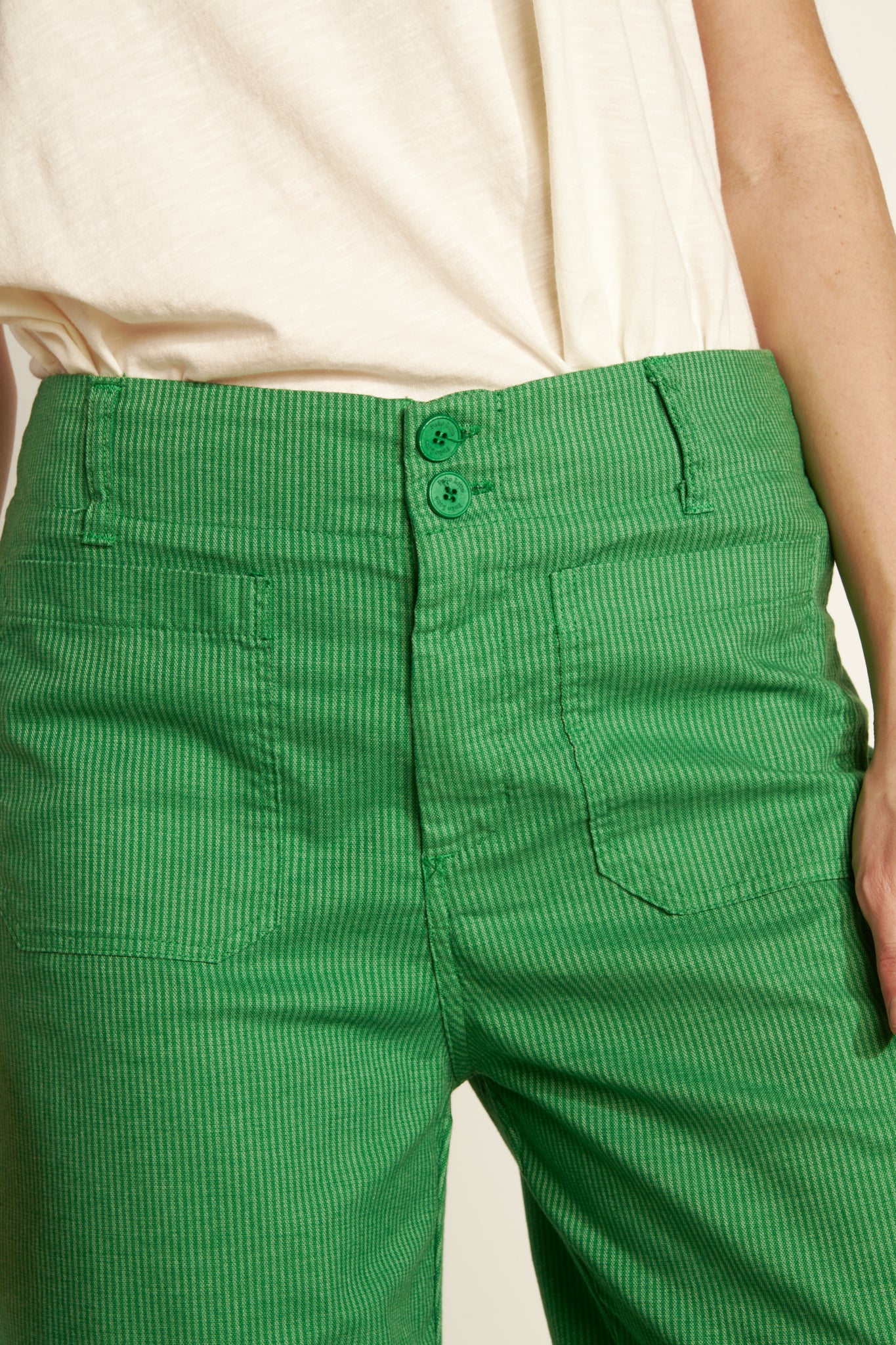 GREEN STRIPED ACHILLES TROUSERS