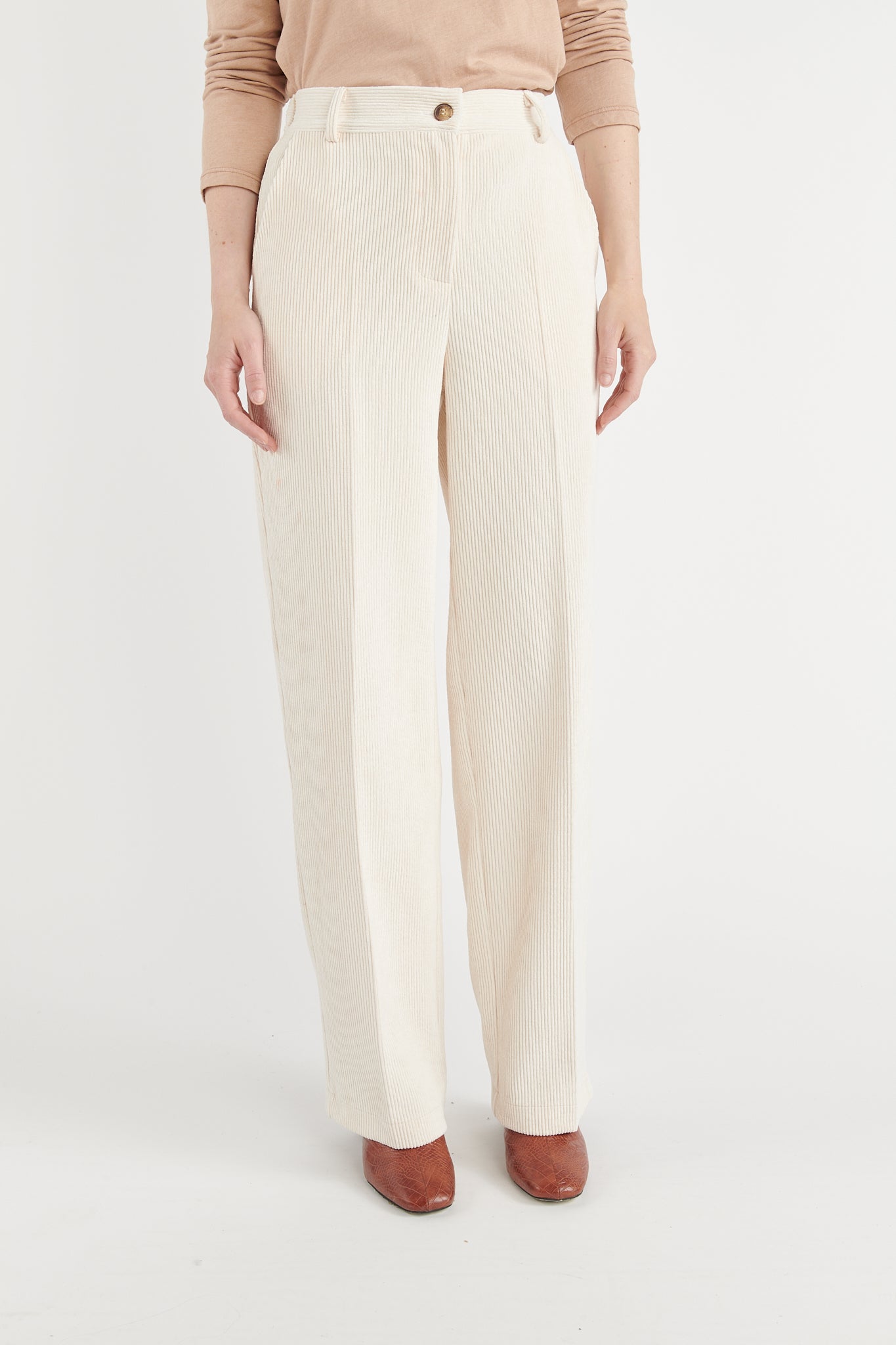 PANTALON LARGE VELOURS BRÉANNE NATUREL