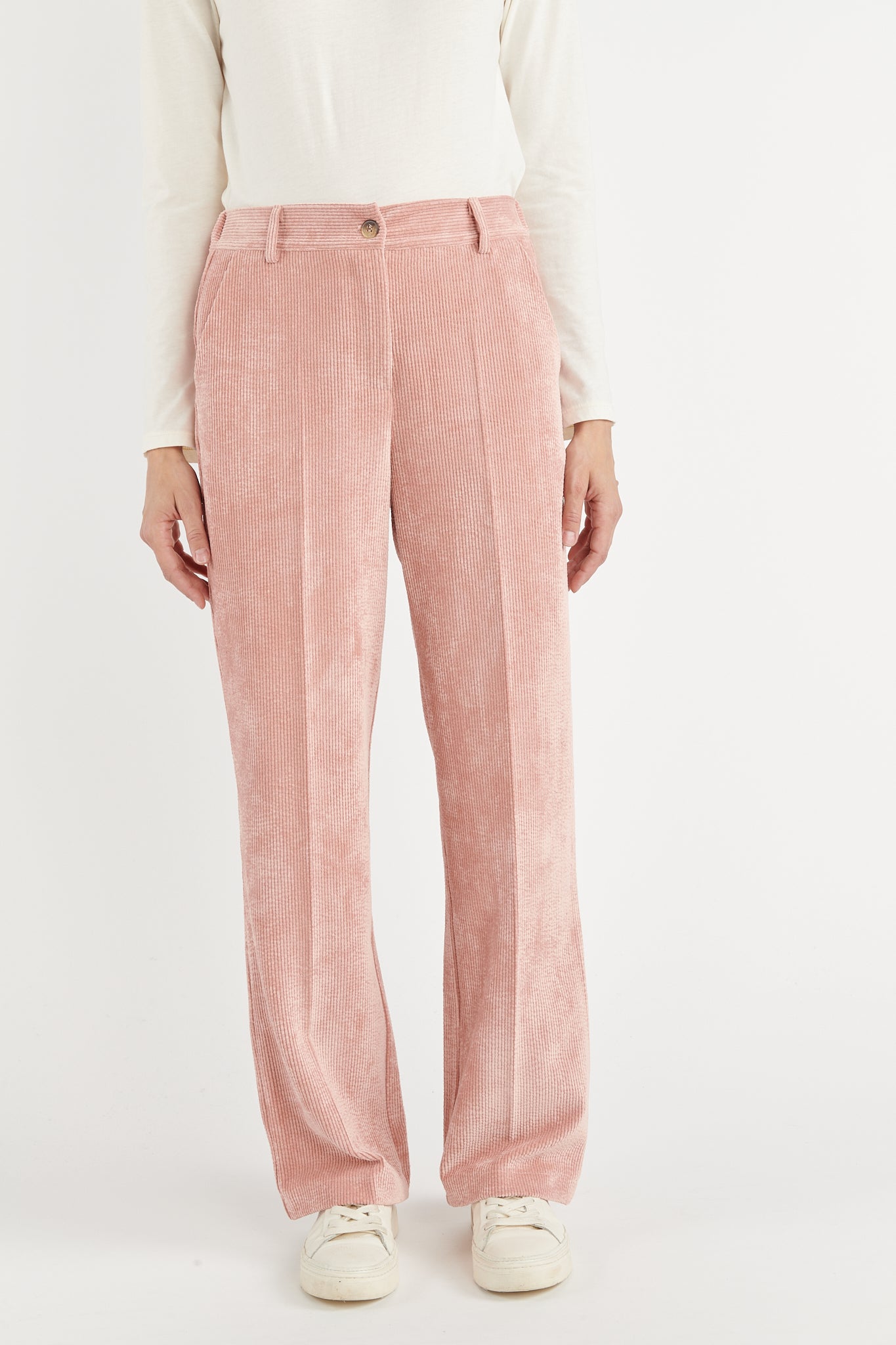 PANTALON LARGE VELOURS BRÉANNE ROSE