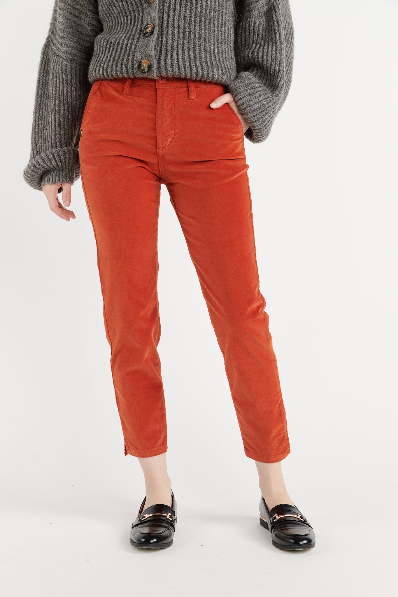 CHINO BASIQUE VELOURS BRAD ORANGE BRULÉ