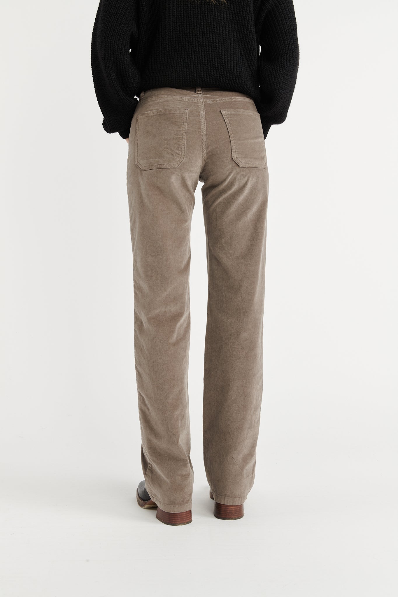 PANTALON FLARE VELOURS ANOUCK TAUPE