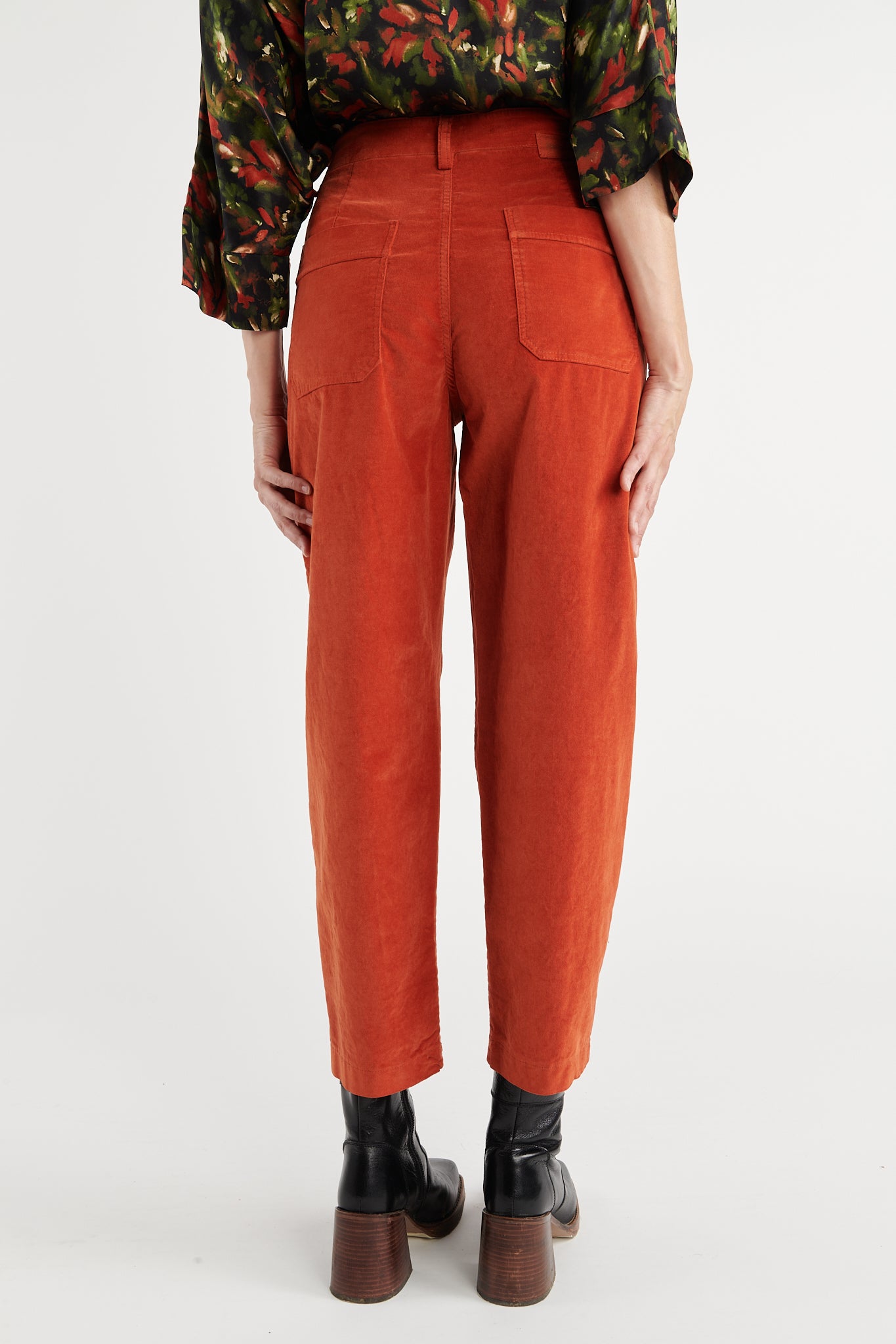 PANTALON JAMBES BALLON VELOURS BRIGITTE ORANGE BRULÉ