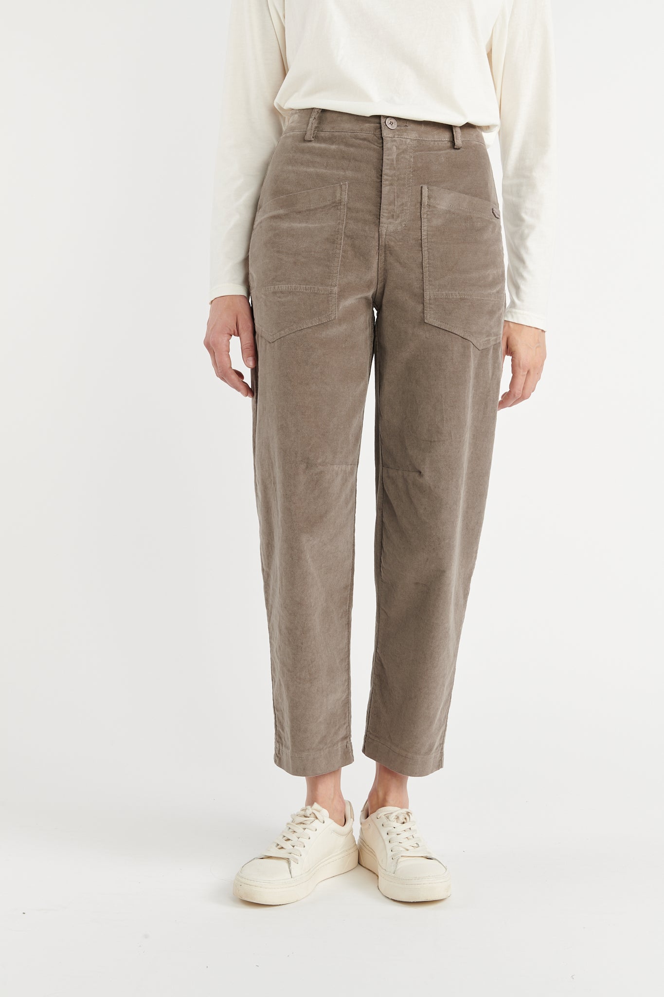 PANTALON JAMBES BALLON VELOURS BRIGITTE TAUPE