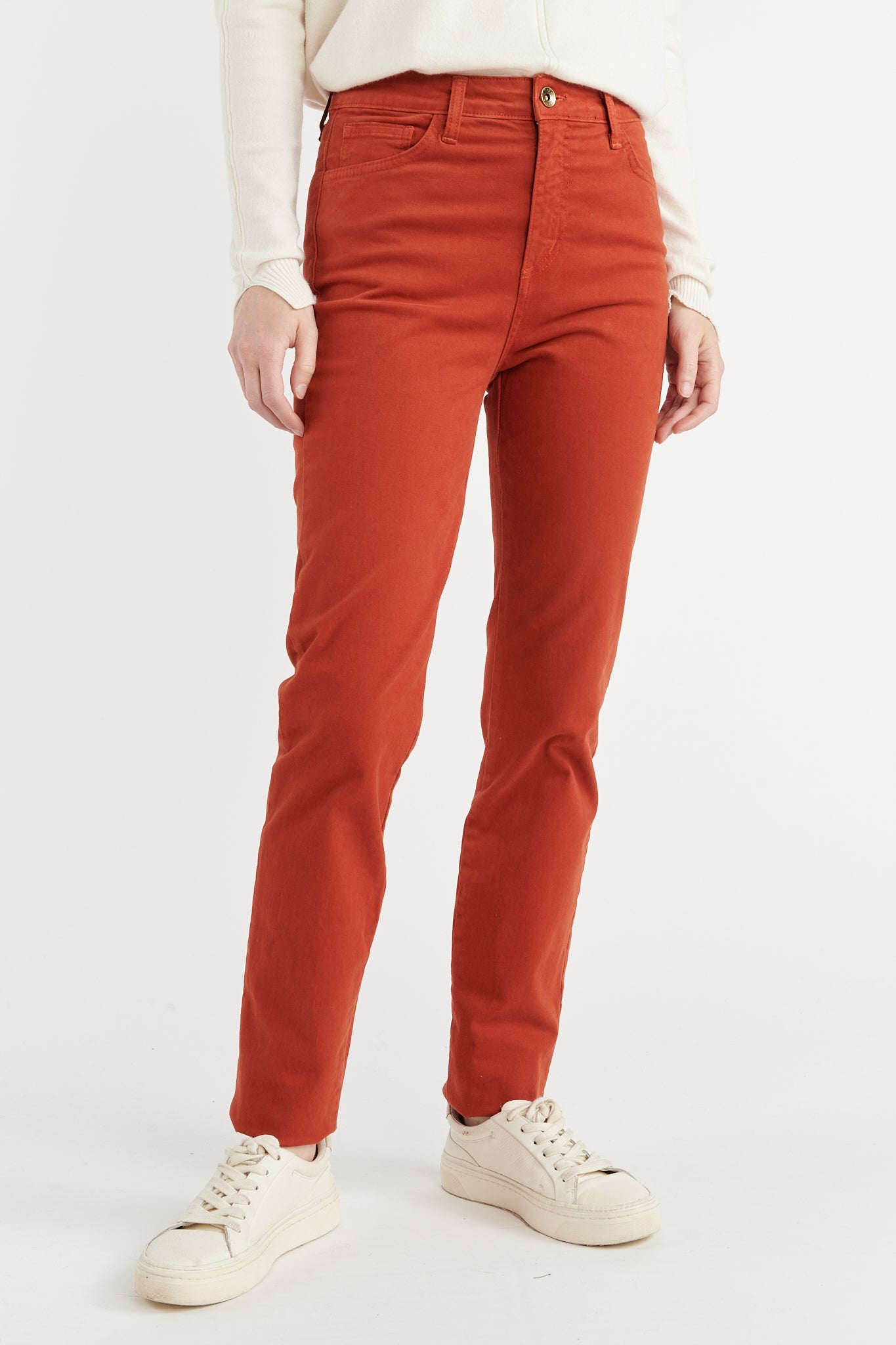 PANTALON 5 POCHES ADRIEN ORANGE BRULÉ