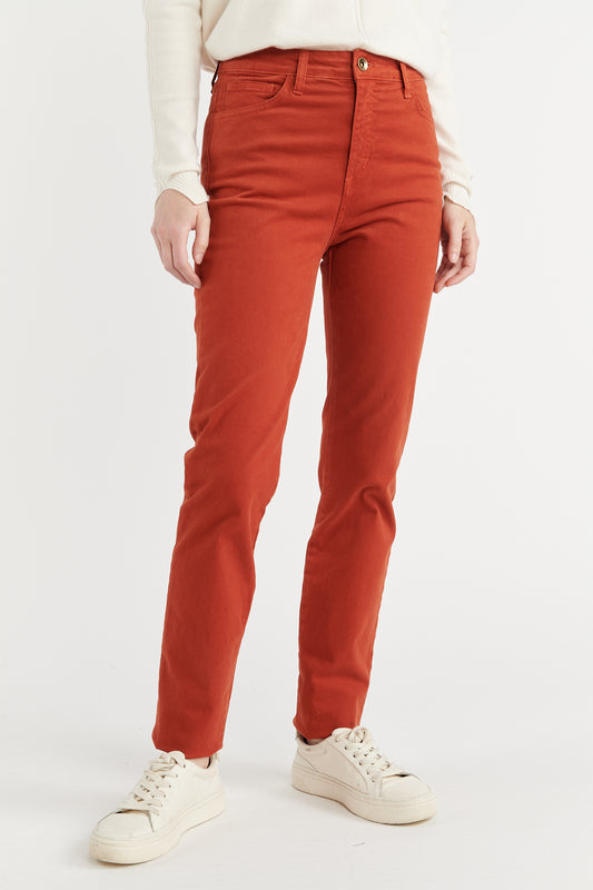 PANTALON 5 POCHES ADRIEN ORANGE BRULÉ