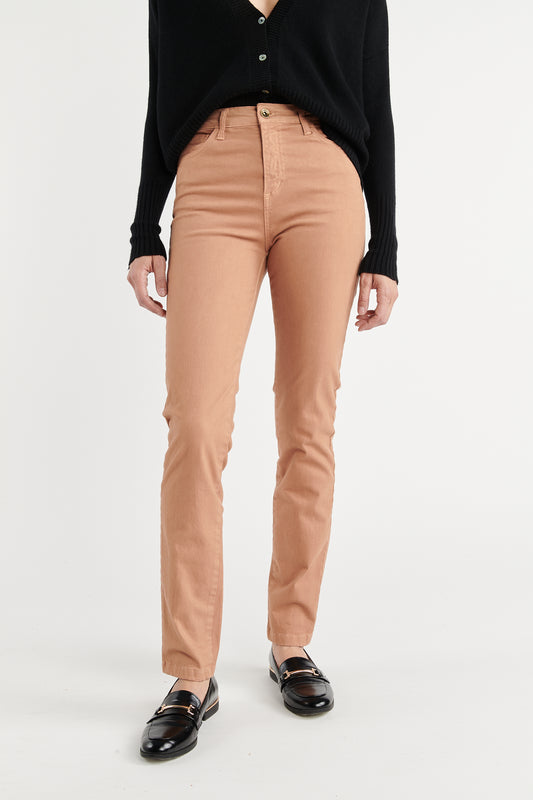 PANTALON 5 POCHES ADRIEN ROSE PLUME