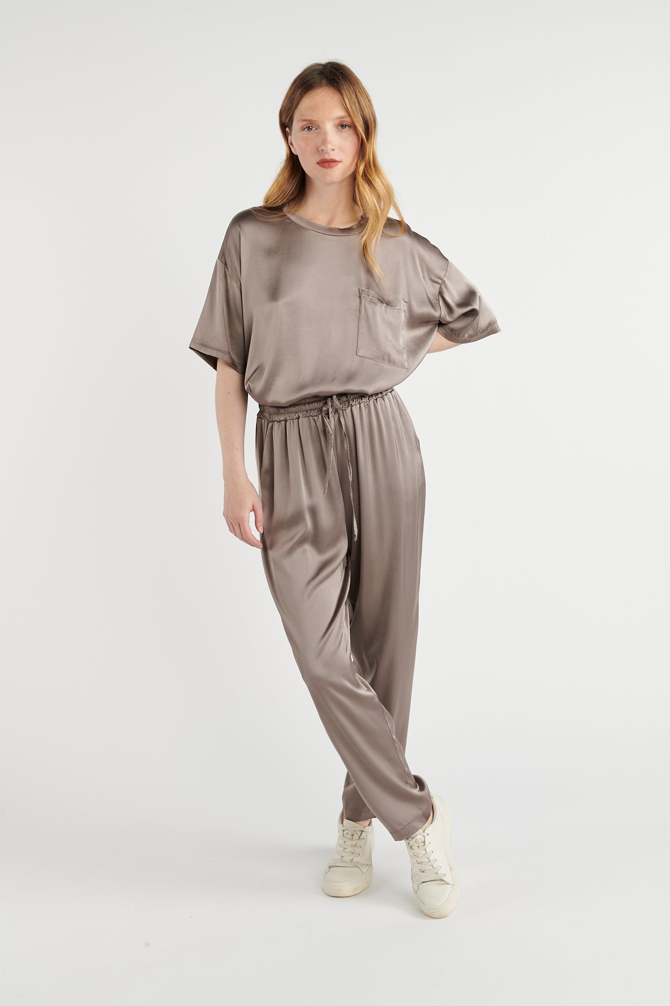 PANTALON SATINÉ BUNNY MARRON GLACÉ