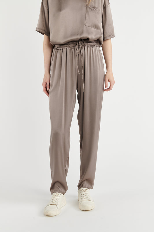 PANTALON SATINÉ BUNNY MARRON GLACÉ