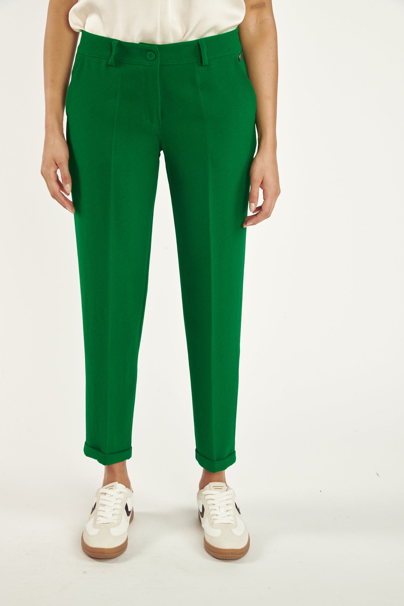 PANTALON 7/8ÈME CIGARETTE AUGUSTIN VERT ÉMERAUDE