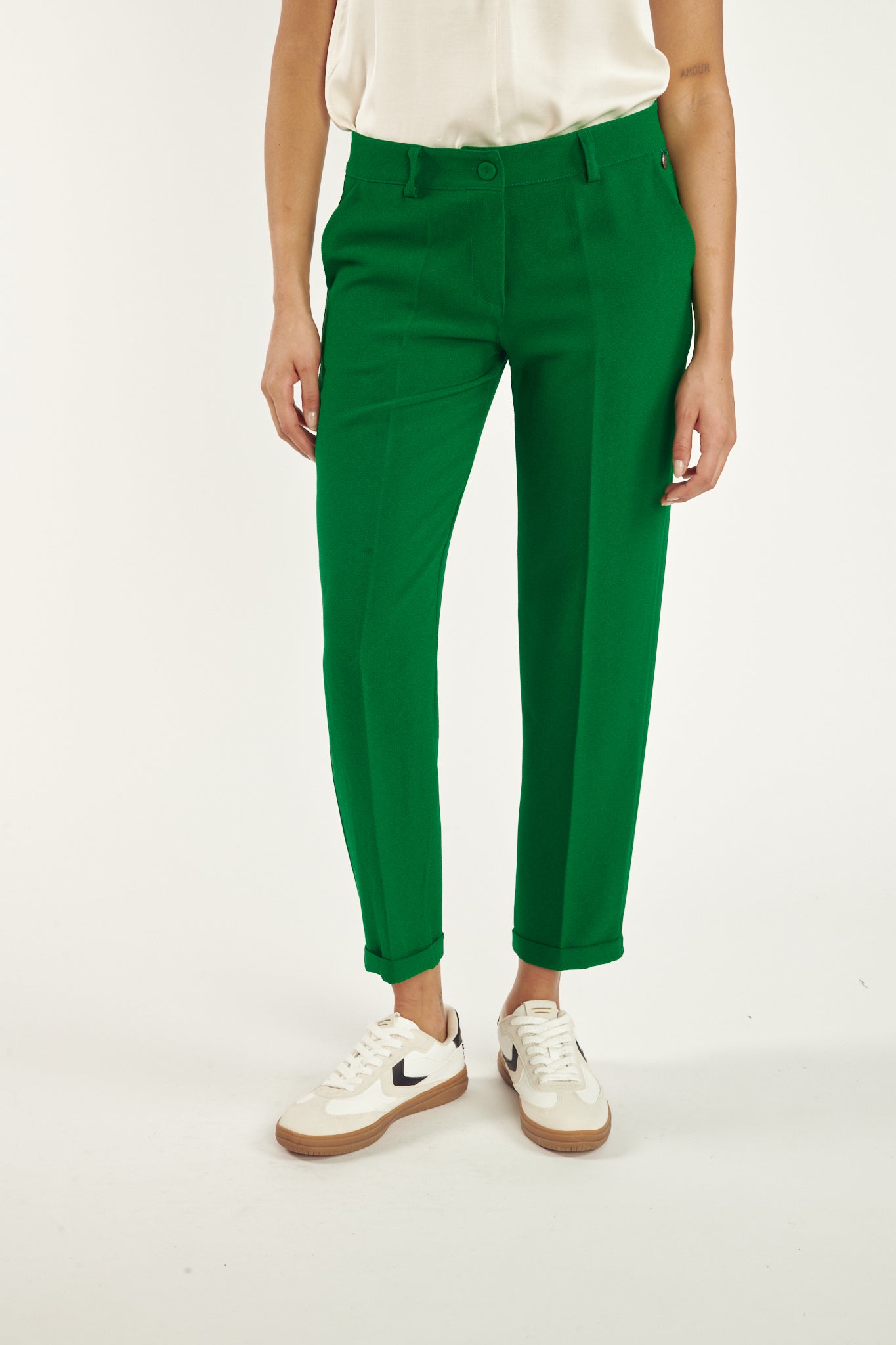 PANTALON 7/8ÈME CIGARETTE AUGUSTIN VERT ÉMERAUDE