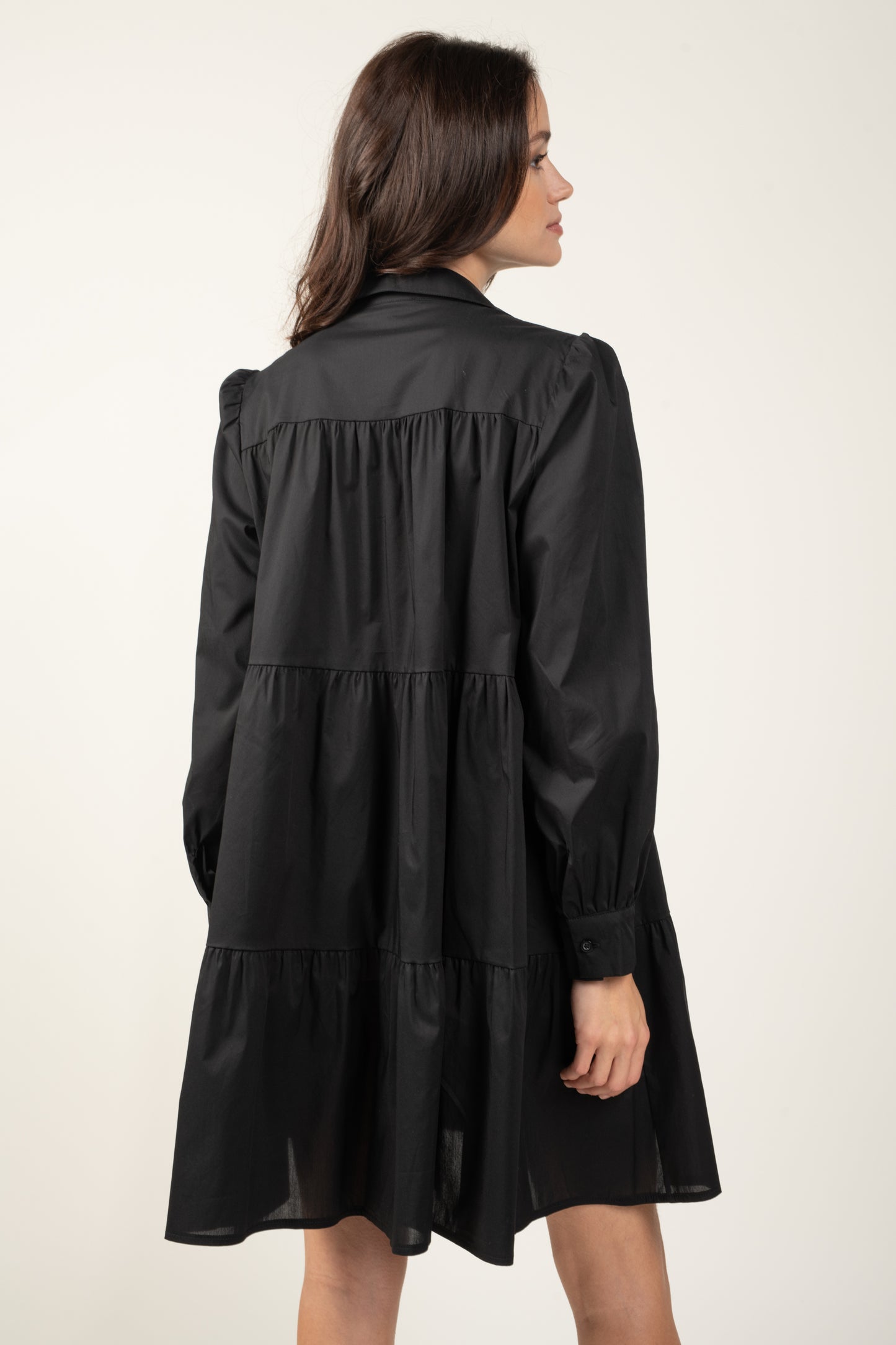 ROBE CHEMISE AGATHE À VOLANTS NOIRE