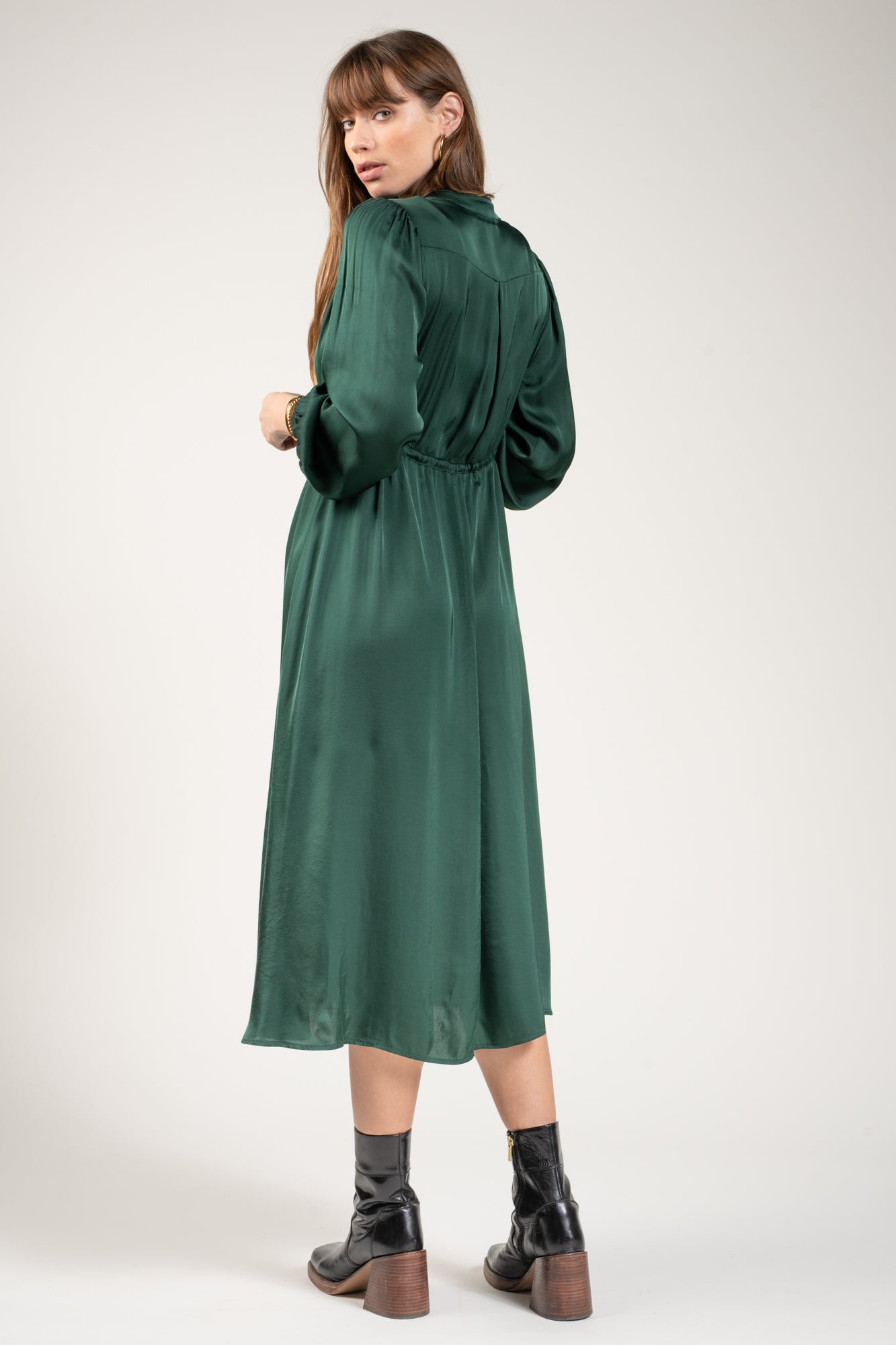 ROBE MIDI DORIANNE VERT SAPIN