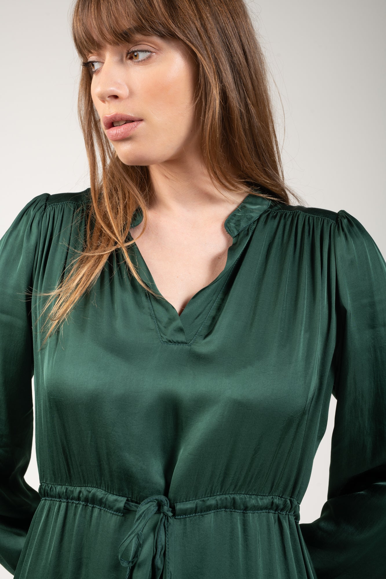 ROBE MIDI DORIANNE VERT SAPIN