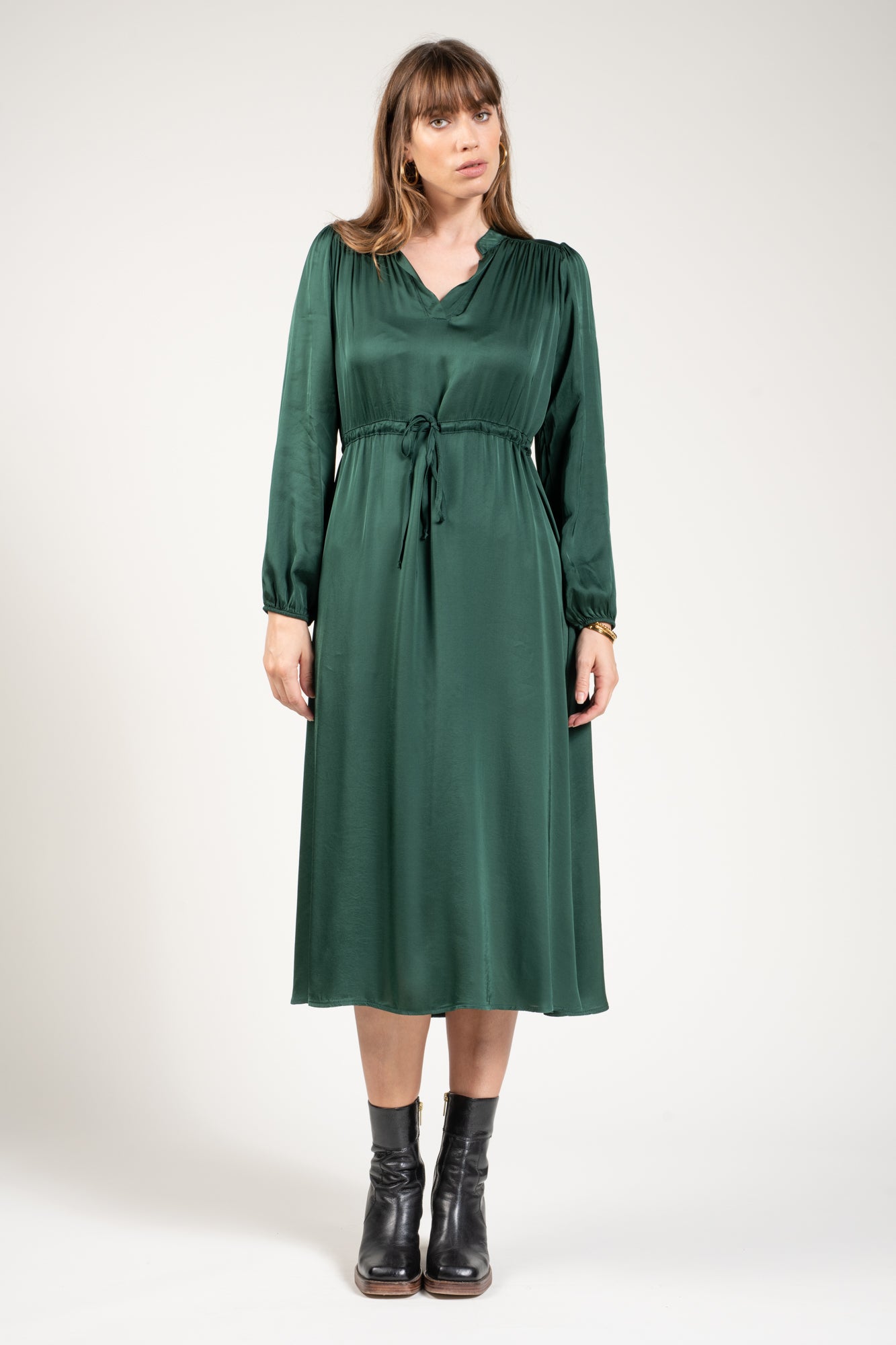 ROBE MIDI DORIANNE VERT SAPIN