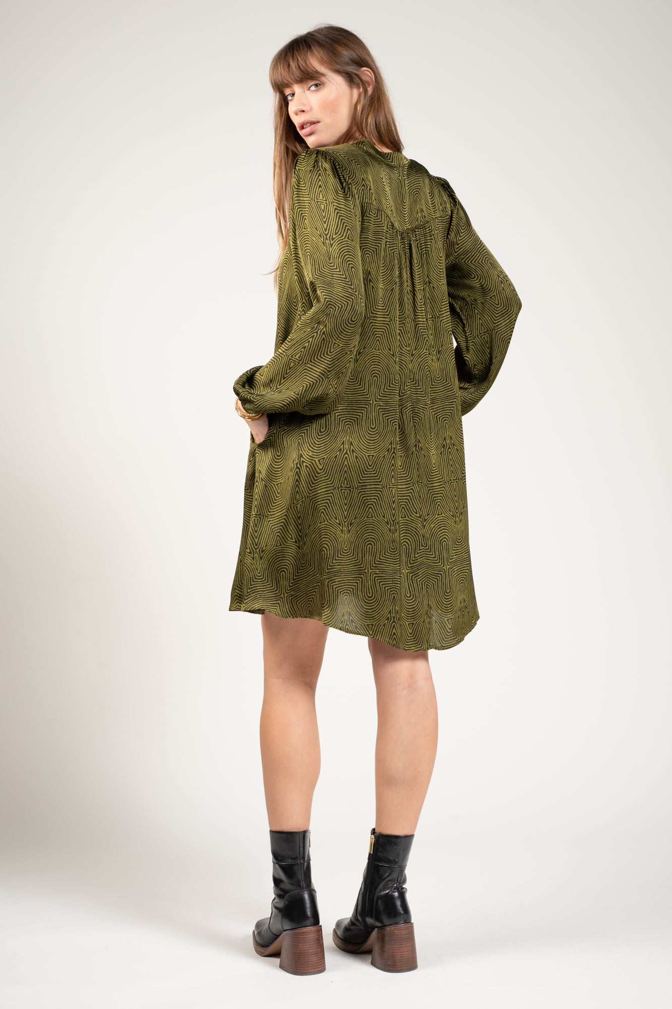 ROBE FIONA IMPRIMÉE GOLD OLIVE