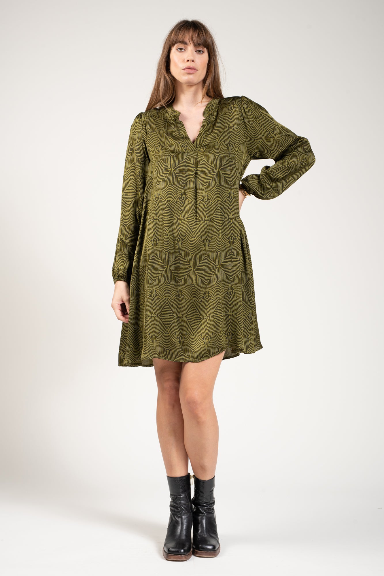 ROBE FIONA IMPRIMÉE GOLD OLIVE