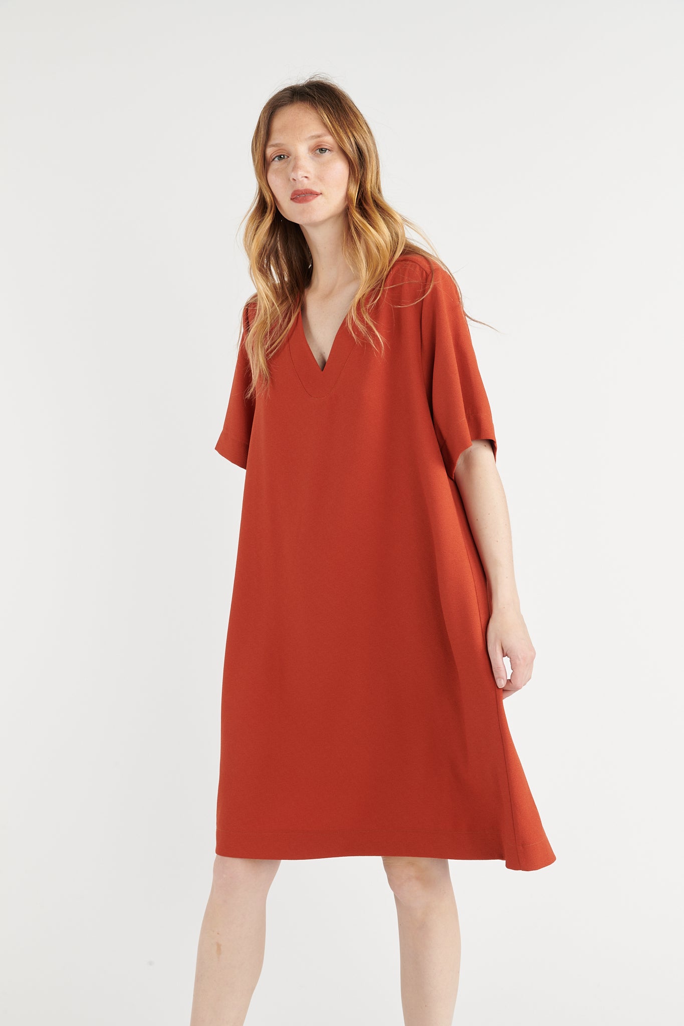 ROBE CEINTURÉE BROOKE ORANGE BRULÉ