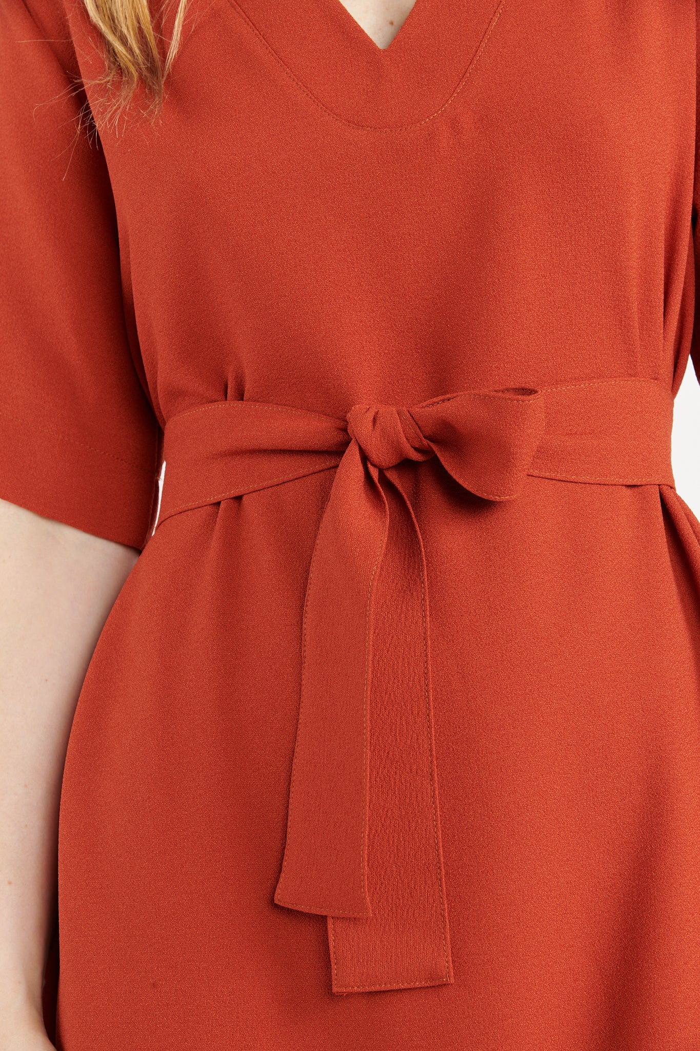 ROBE CEINTURÉE BROOKE ORANGE BRULÉ