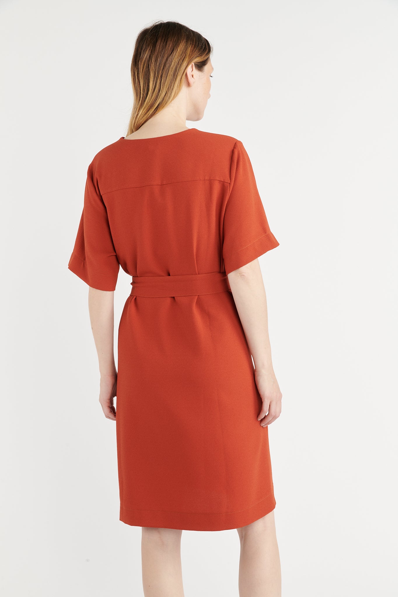 ROBE CEINTURÉE BROOKE ORANGE BRULÉ