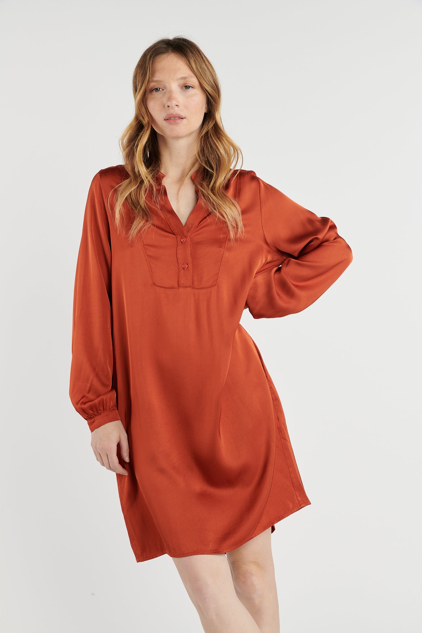 ROBE SATINÉE BRITNEY ORANGE BRULÉ