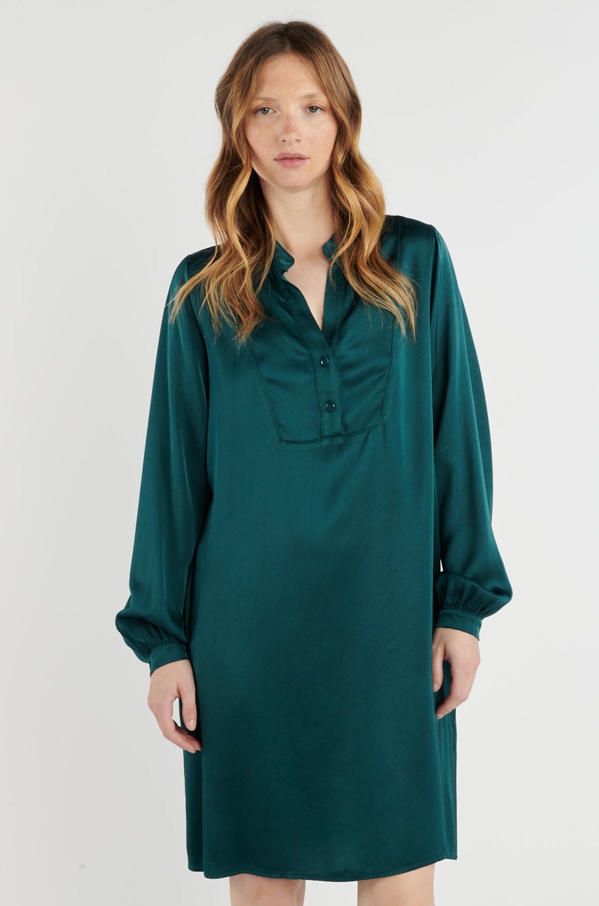 ROBE SATINÉE BRITNEY VERT FOREST