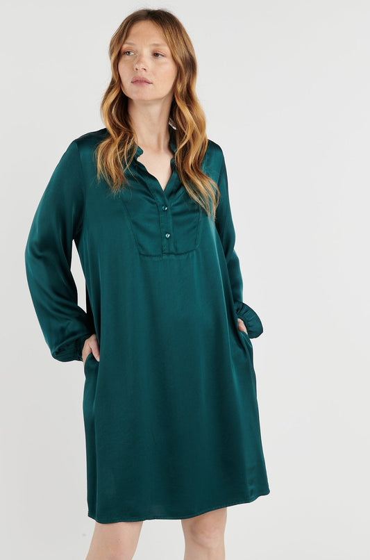 ROBE SATINÉE BRITNEY VERT FOREST