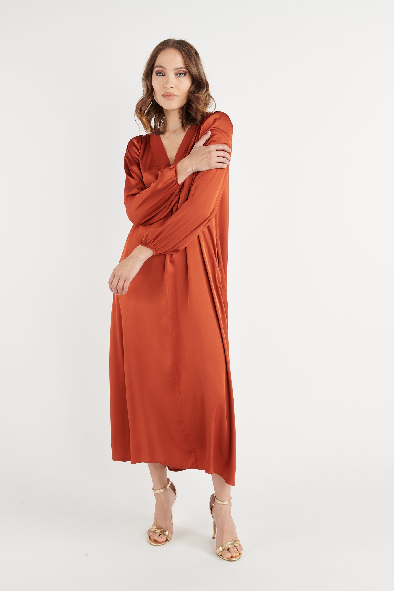 ROBE LONGUE BRUNY ORANGE BRULÉ