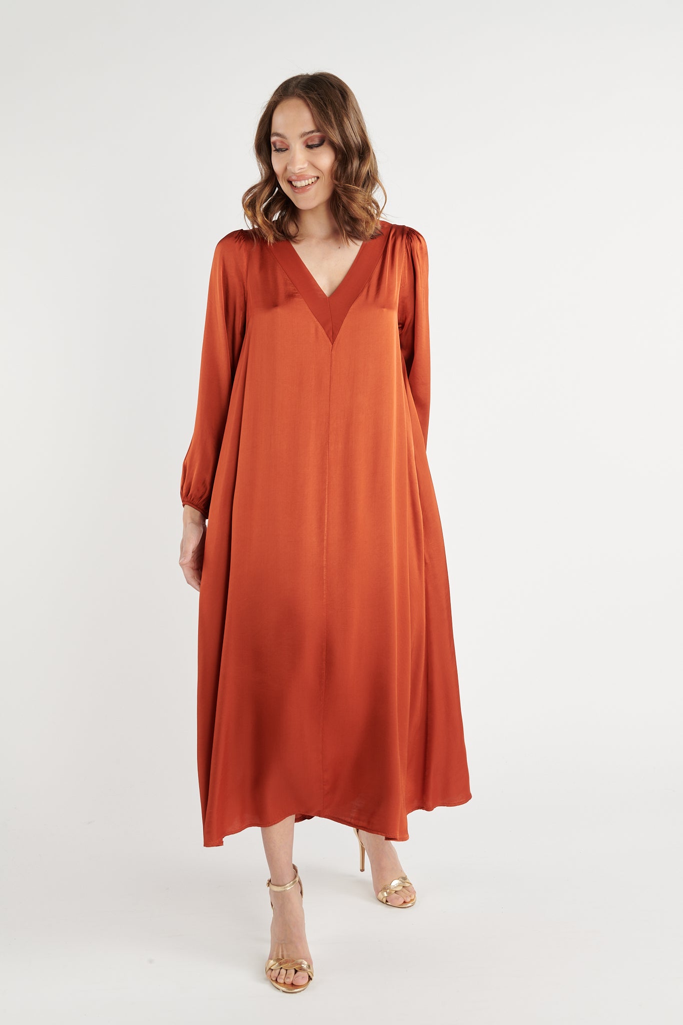 ROBE LONGUE BRUNY ORANGE BRULÉ